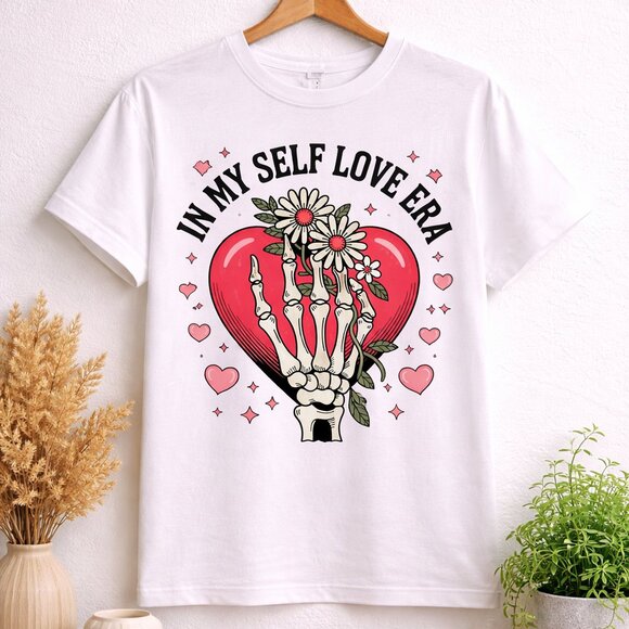 skeletons and flowers anyone on a white tee shirt for valentine's day - Picture 2 of 2